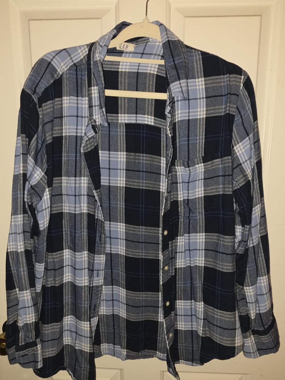 GAP Blue and Light Blue Plaid Button-Down Shirt